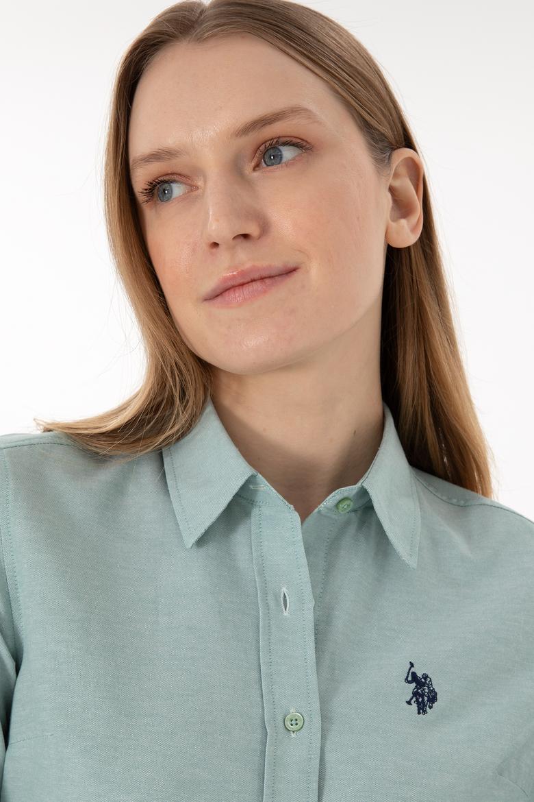 Kadın Su Yeşili Uzun Kollu Basic Gömlek - 50297002140