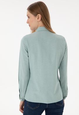 Kadın Su Yeşili Uzun Kollu Basic Gömlek - 50297002140