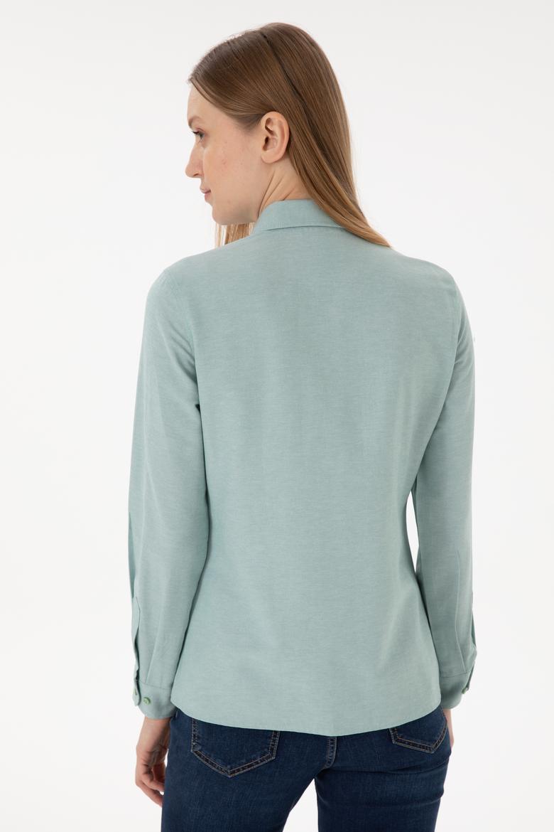 Kadın Su Yeşili Uzun Kollu Basic Gömlek - 50297002140