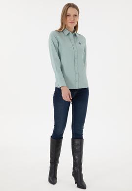 Kadın Su Yeşili Uzun Kollu Basic Gömlek - 50297002140