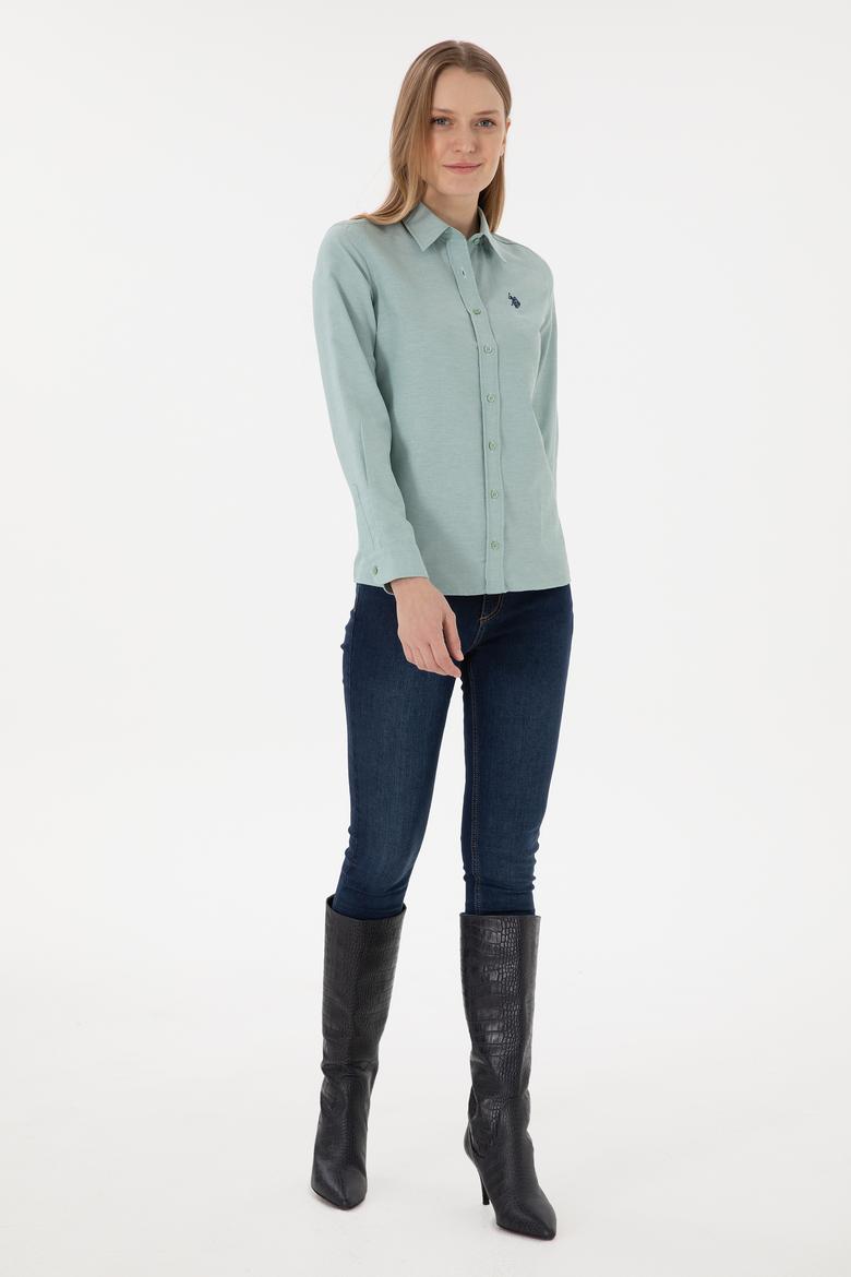 Kadın Su Yeşili Uzun Kollu Basic Gömlek - 50297002140