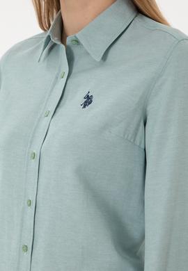 Kadın Su Yeşili Uzun Kollu Basic Gömlek - 50297002140