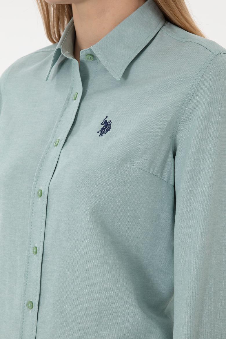 Kadın Su Yeşili Uzun Kollu Basic Gömlek - 50297002140