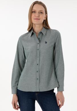 Kadın Koyu Yeşil Uzun Kollu Basic Gömlek - 50297002125