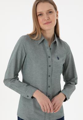 Kadın Koyu Yeşil Uzun Kollu Basic Gömlek - 50297002125