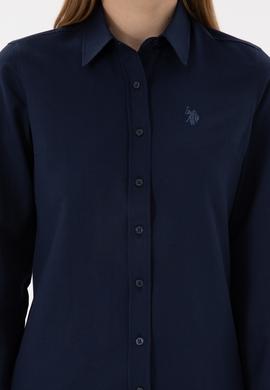 Kadın Lacivert Uzun Kollu Basic Gömlek - 50297002052