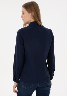 Kadın Lacivert Uzun Kollu Basic Gömlek - 50297002052