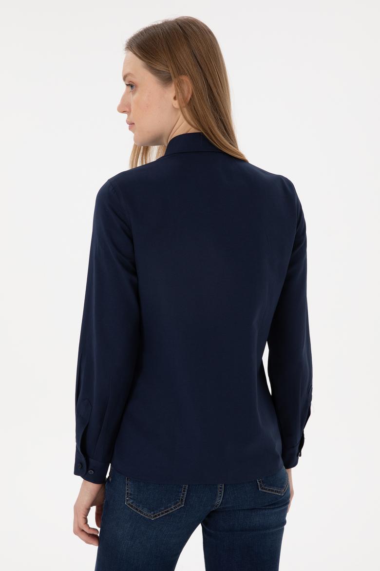 Kadın Lacivert Uzun Kollu Basic Gömlek - 50297002052