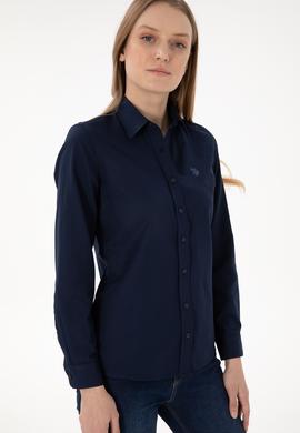 Kadın Lacivert Uzun Kollu Basic Gömlek - 50297002052