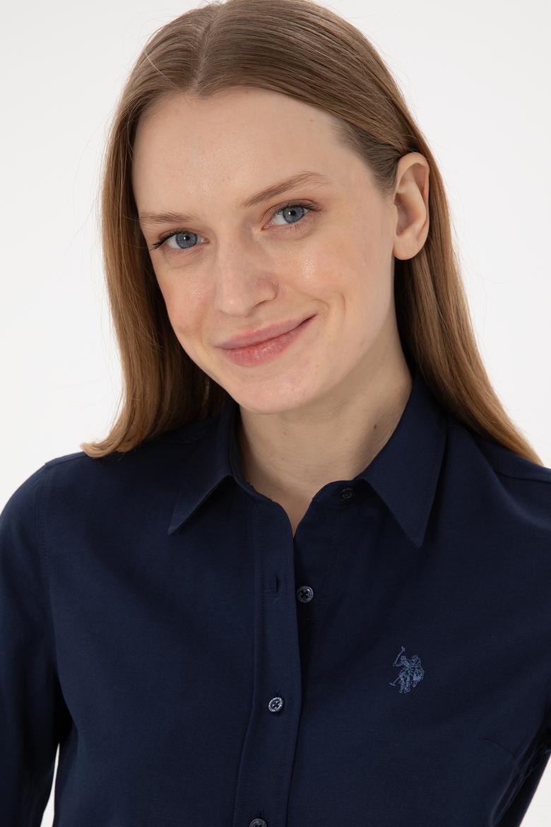 Kadın Lacivert Uzun Kollu Basic Gömlek - 50297002052