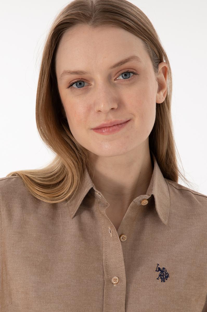 Kadın Camel Uzun Kollu Basic Gömlek