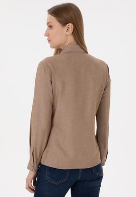 Kadın Camel Uzun Kollu Basic Gömlek - 50297002076