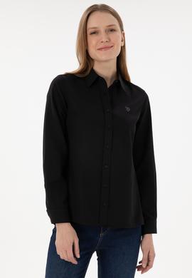 Kadın Siyah Uzun Kollu Basic Gömlek - 50297002028