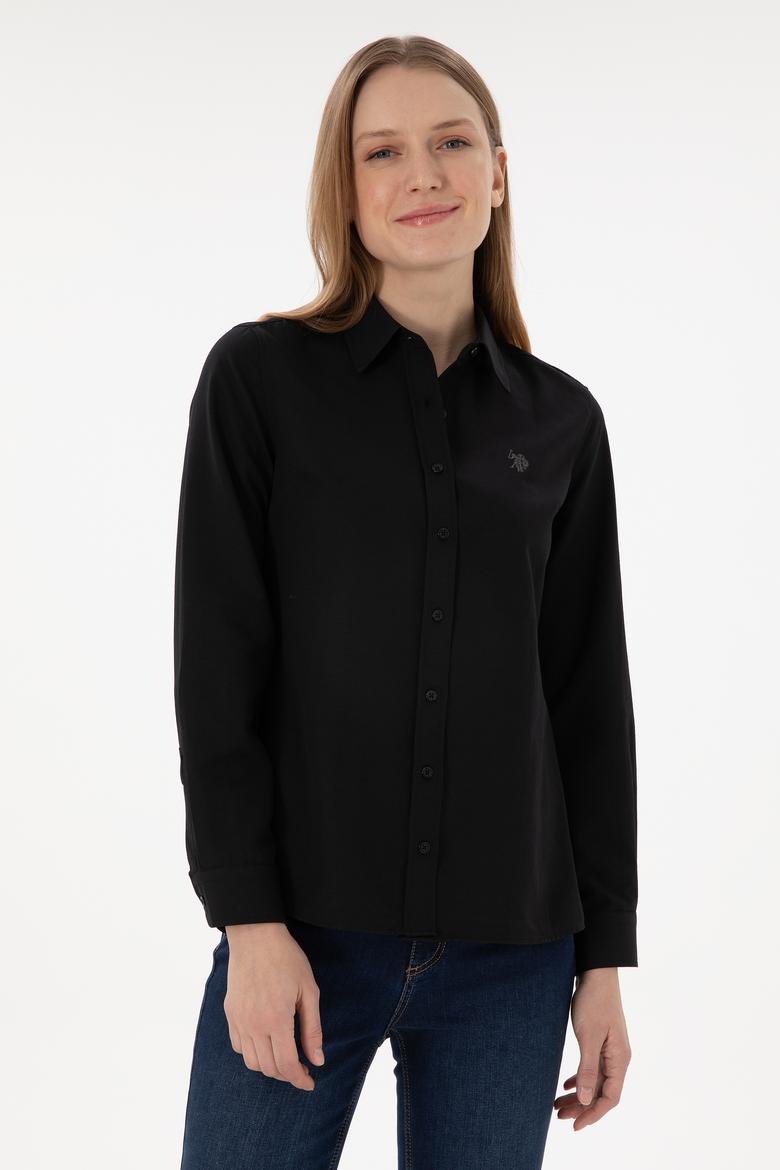 Kadın Siyah Uzun Kollu Basic Gömlek