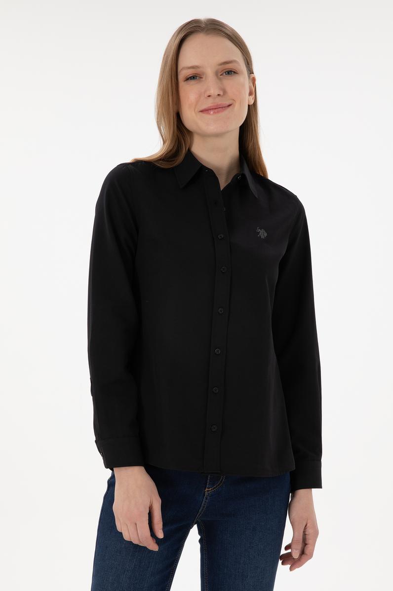Kadın Siyah Uzun Kollu Basic Gömlek