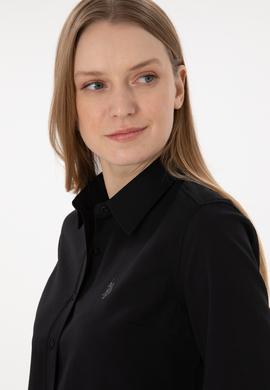 Kadın Siyah Uzun Kollu Basic Gömlek - 50297002028