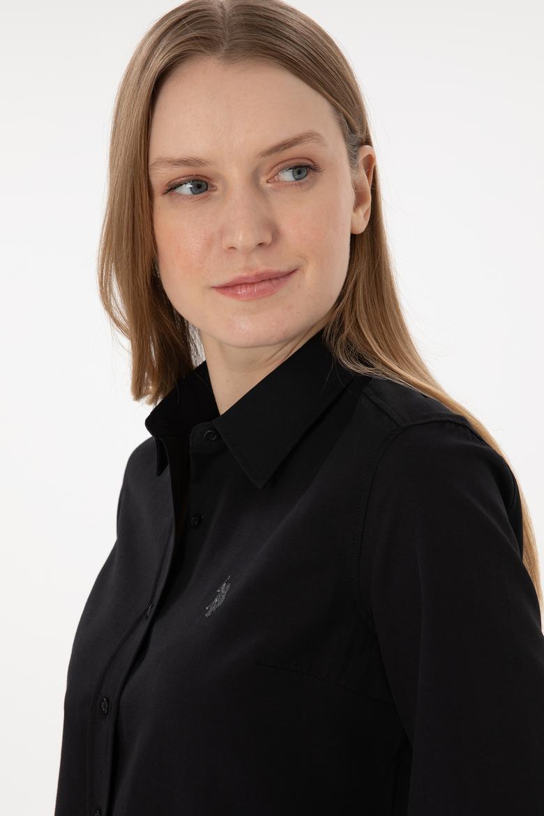 Kadın Siyah Uzun Kollu Basic Gömlek - 50297002028