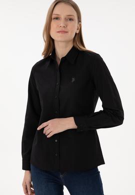 Kadın Siyah Uzun Kollu Basic Gömlek - 50297002028