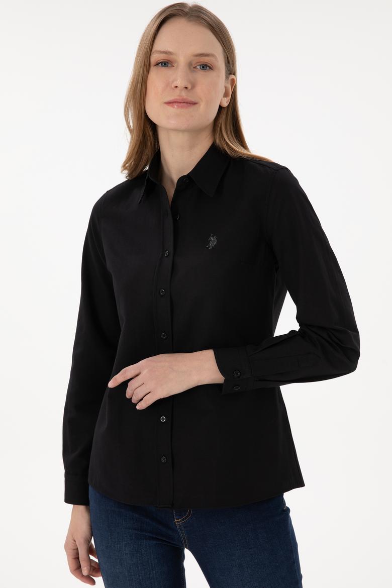 Kadın Siyah Uzun Kollu Basic Gömlek - 50297002028