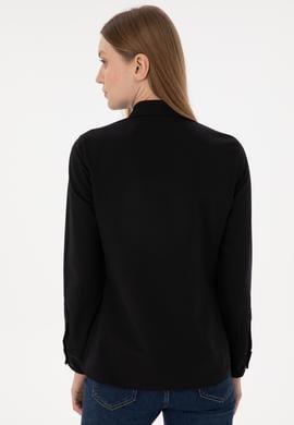 Kadın Siyah Uzun Kollu Basic Gömlek - 50297002028