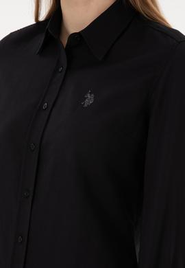 Kadın Siyah Uzun Kollu Basic Gömlek - 50297002028