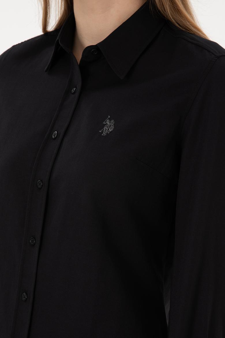 Kadın Siyah Uzun Kollu Basic Gömlek - 50297002028