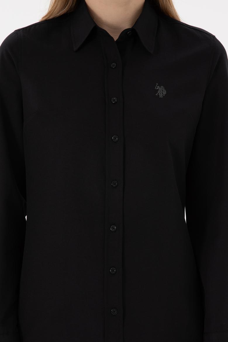 Kadın Siyah Uzun Kollu Basic Gömlek - 50297002028