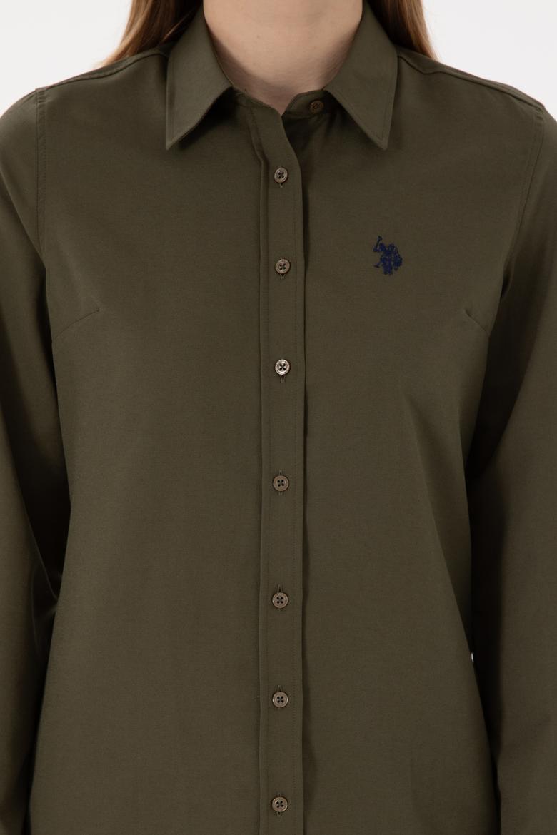 Kadın Haki Uzun Kollu Basic Gömlek - 50297002060