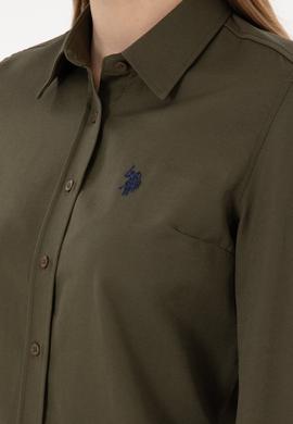 Kadın Haki Uzun Kollu Basic Gömlek - 50297002060