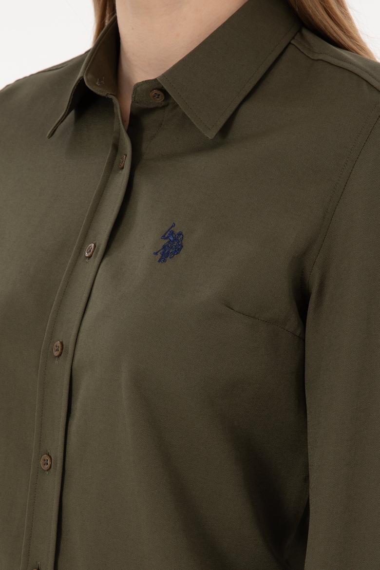 Kadın Haki Uzun Kollu Basic Gömlek - 50297002060