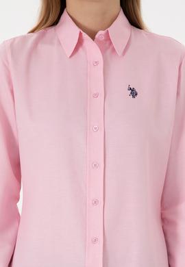 Kadın Pembe Uzun Kollu Basic Gömlek - 50297002148