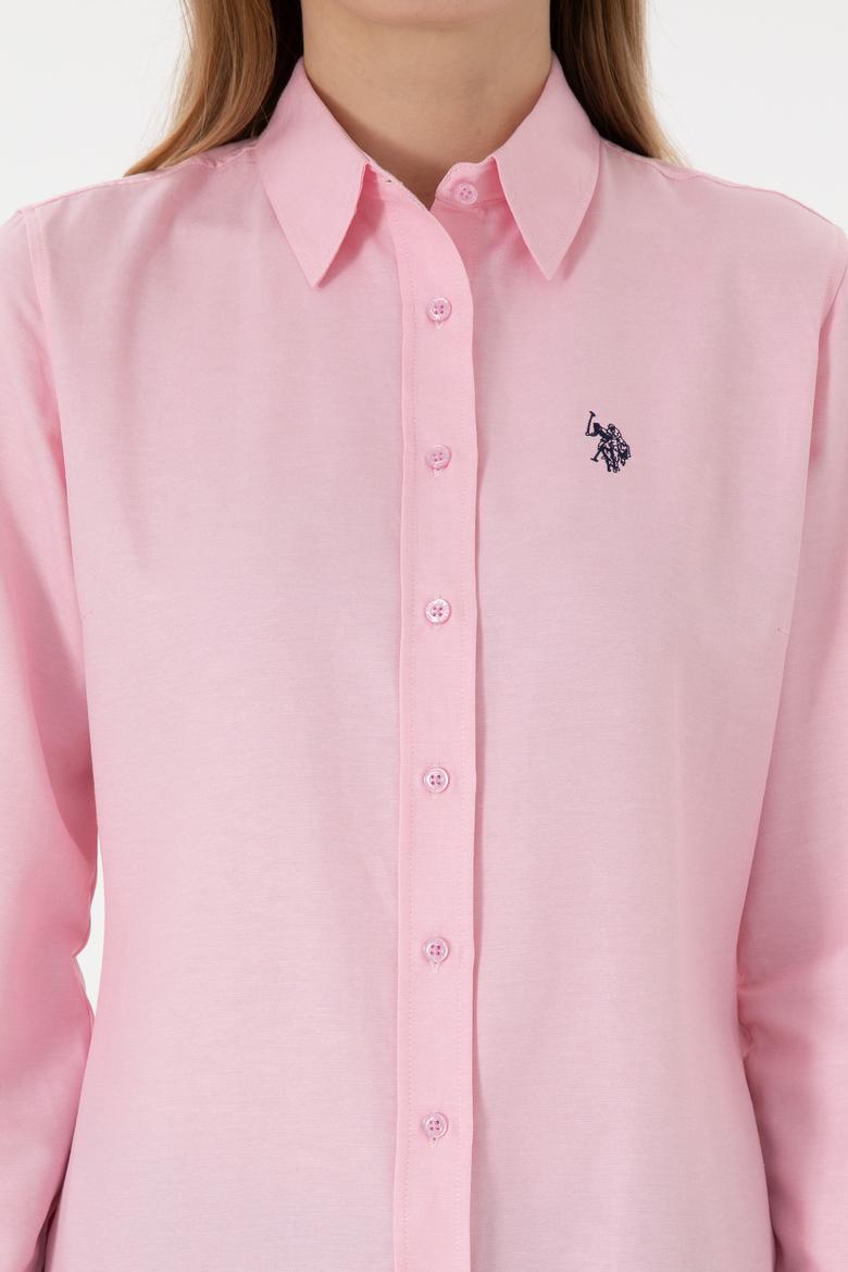 Kadın Pembe Uzun Kollu Basic Gömlek - 50297002148