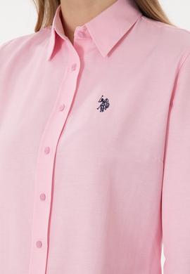Kadın Pembe Uzun Kollu Basic Gömlek - 50297002148