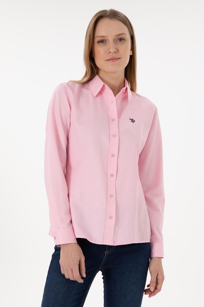 Kadın Pembe Uzun Kollu Basic Gömlek