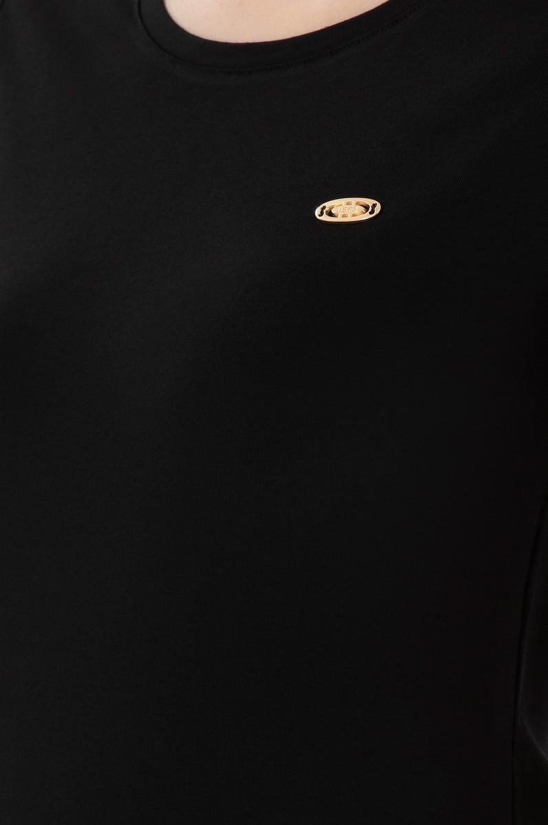 Kadın Siyah Bisiklet Yaka Tişört