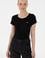 Kadın Siyah Bisiklet Yaka Tişört