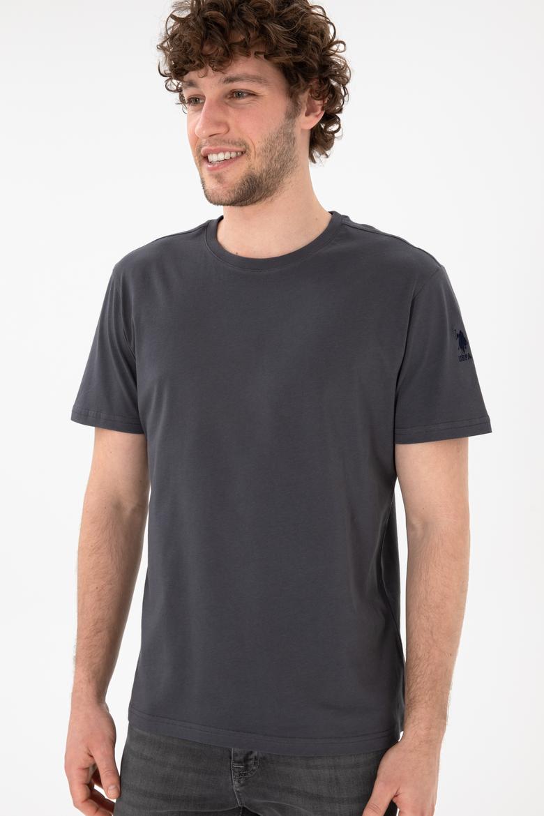 Erkek Regular Fit Bisiklet Yaka Antrasit Basic Tişört - 50305985176