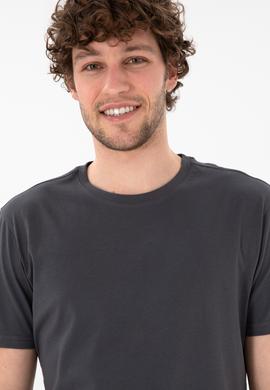 Erkek Regular Fit Bisiklet Yaka Antrasit Basic Tişört - 50305985176