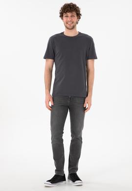 Erkek Regular Fit Bisiklet Yaka Antrasit Basic Tişört - 50305985176