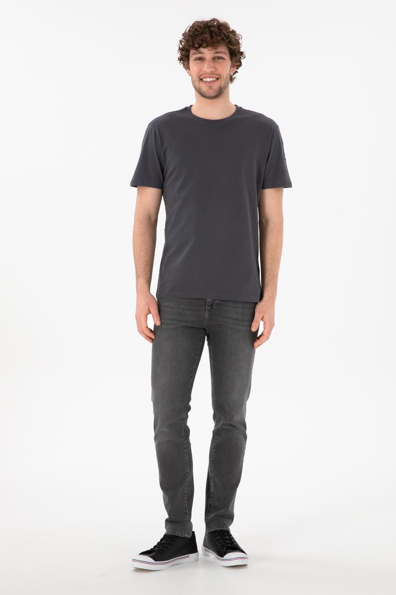 Erkek Regular Fit Bisiklet Yaka Antrasit Basic Tişört - 50305985176