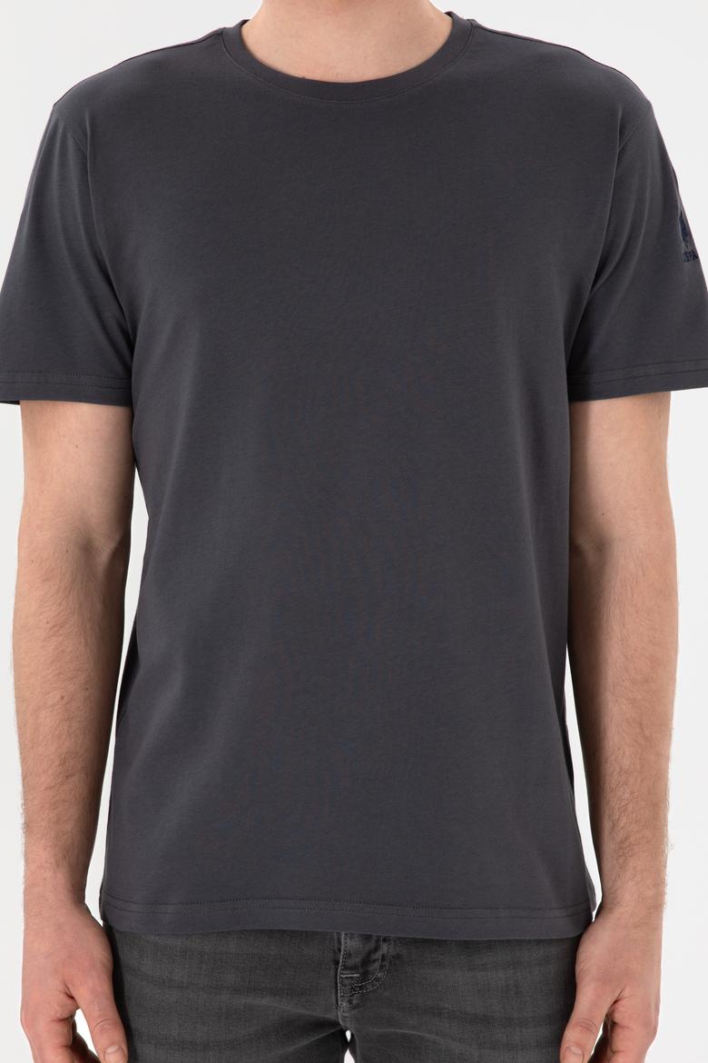 Erkek Regular Fit Bisiklet Yaka Antrasit Basic Tişört - 50305985176