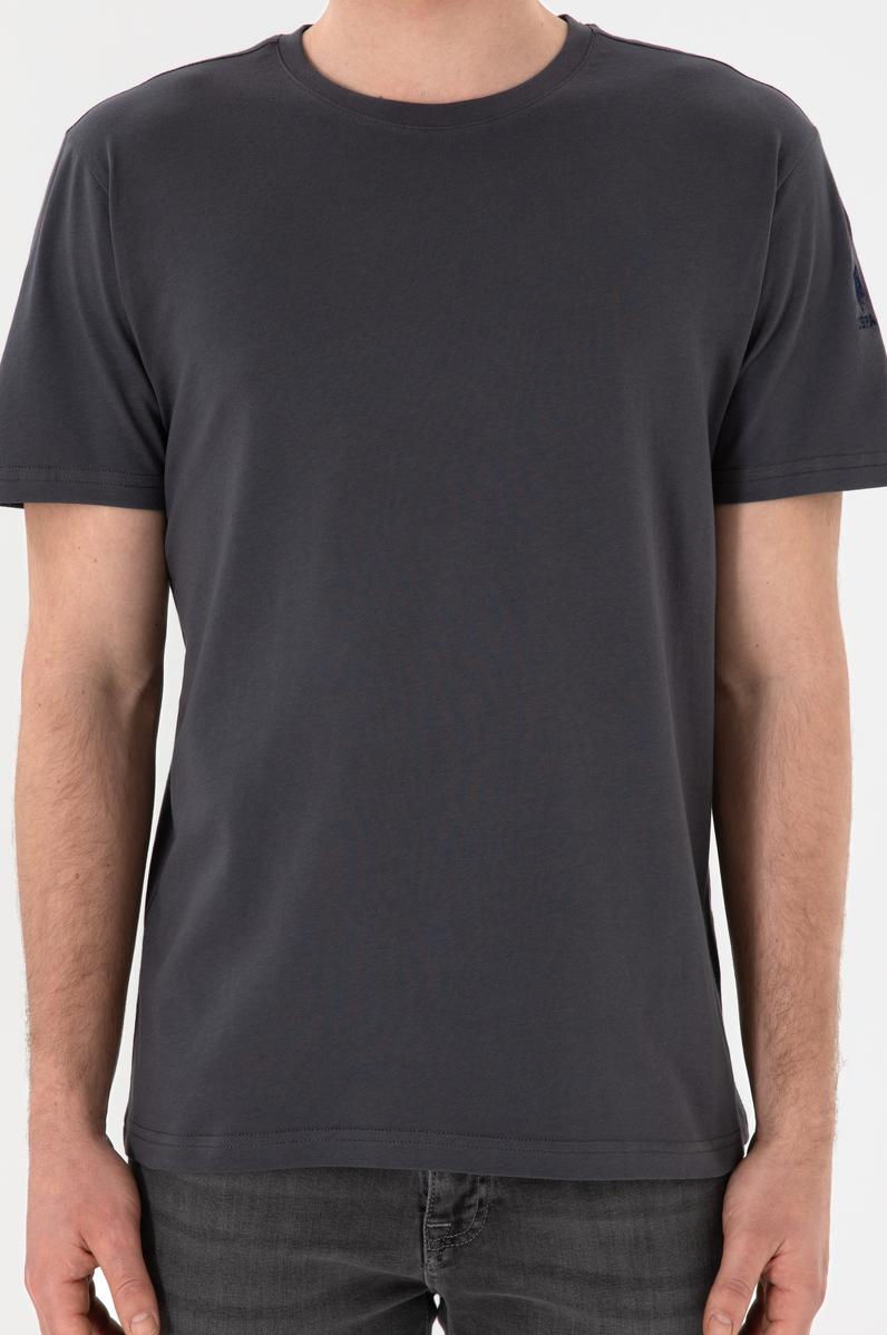 Erkek Regular Fit Bisiklet Yaka Antrasit Basic Tişört