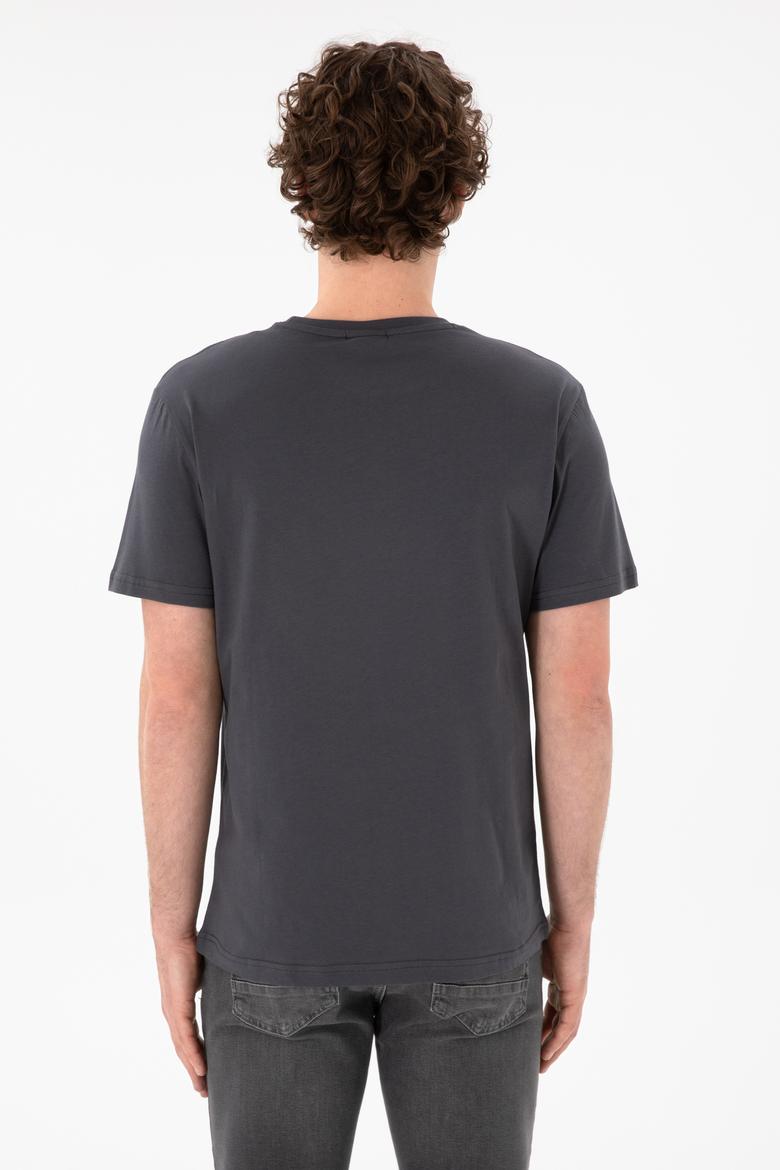 Erkek Regular Fit Bisiklet Yaka Antrasit Basic Tişört - 50305985176