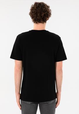 Erkek Regular Fit Bisiklet Yaka Siyah Basic Tişört - 50305985046