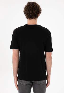 Erkek Regular Fit  V Yaka Siyah Basic Tişört - 50305858019