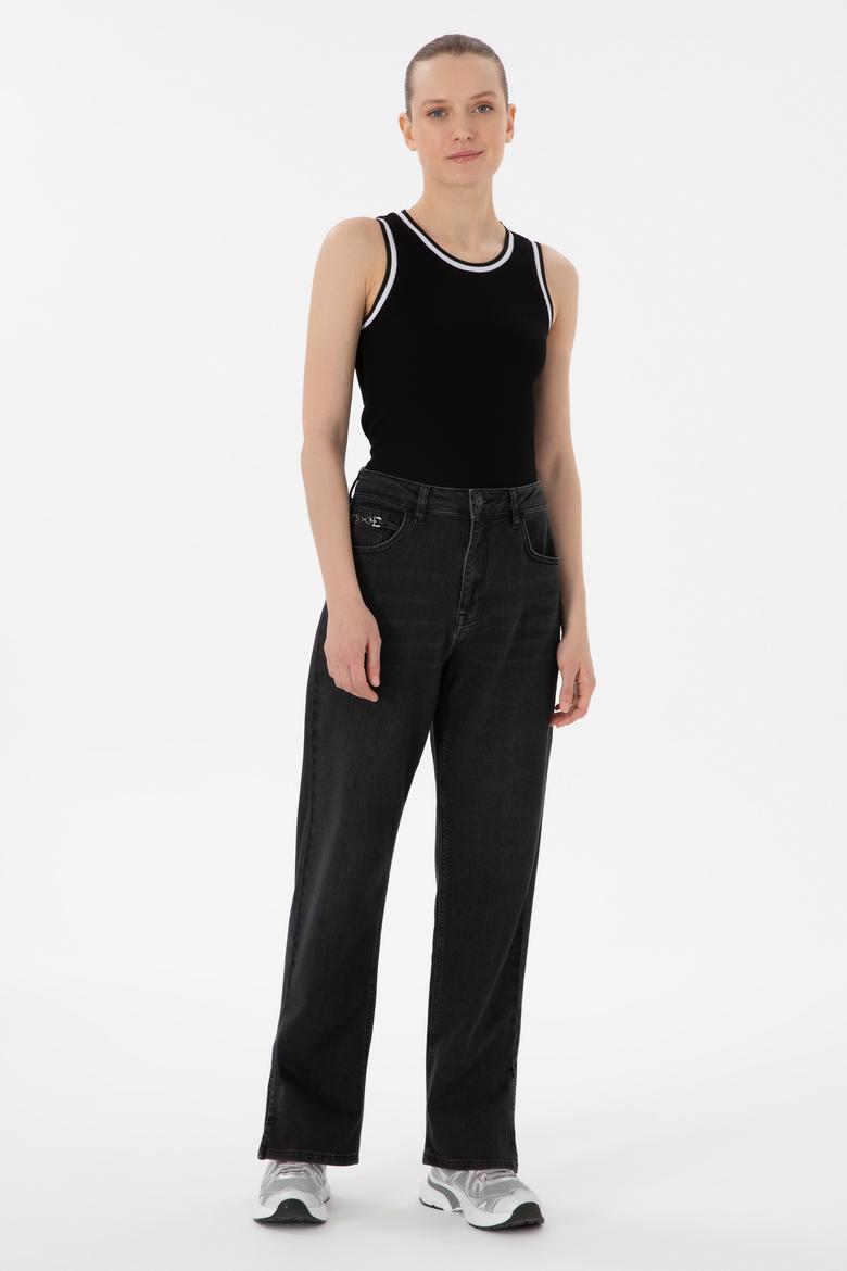 Kadın Siyah Straight Fit Jean Pantolon