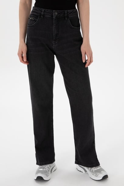 Kadın Siyah Straight Fit Jean Pantolon