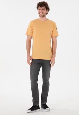 Erkek Regular Fit Bisiklet Yaka Turuncu Basic Tişört - 50305985093