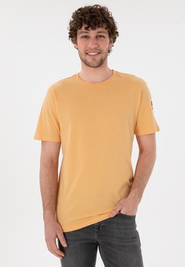 Erkek Regular Fit Bisiklet Yaka Turuncu Basic Tişört - 50305985093