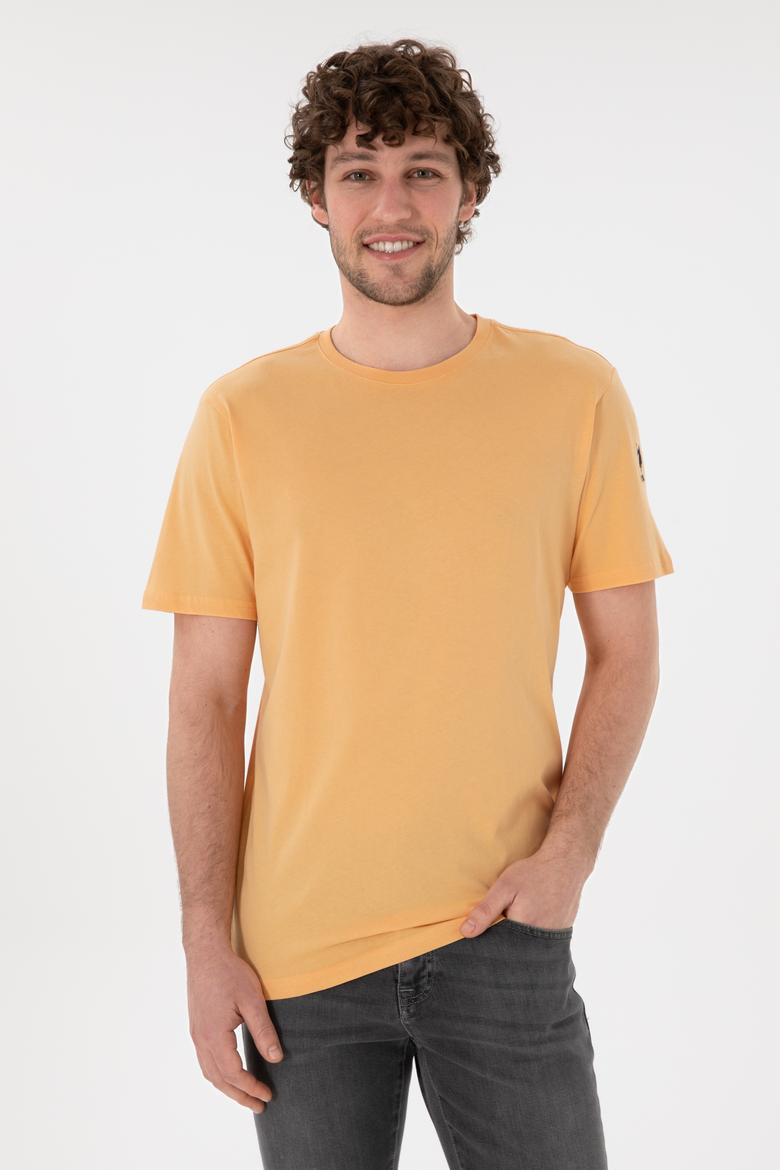 Erkek Regular Fit Bisiklet Yaka Turuncu Basic Tişört